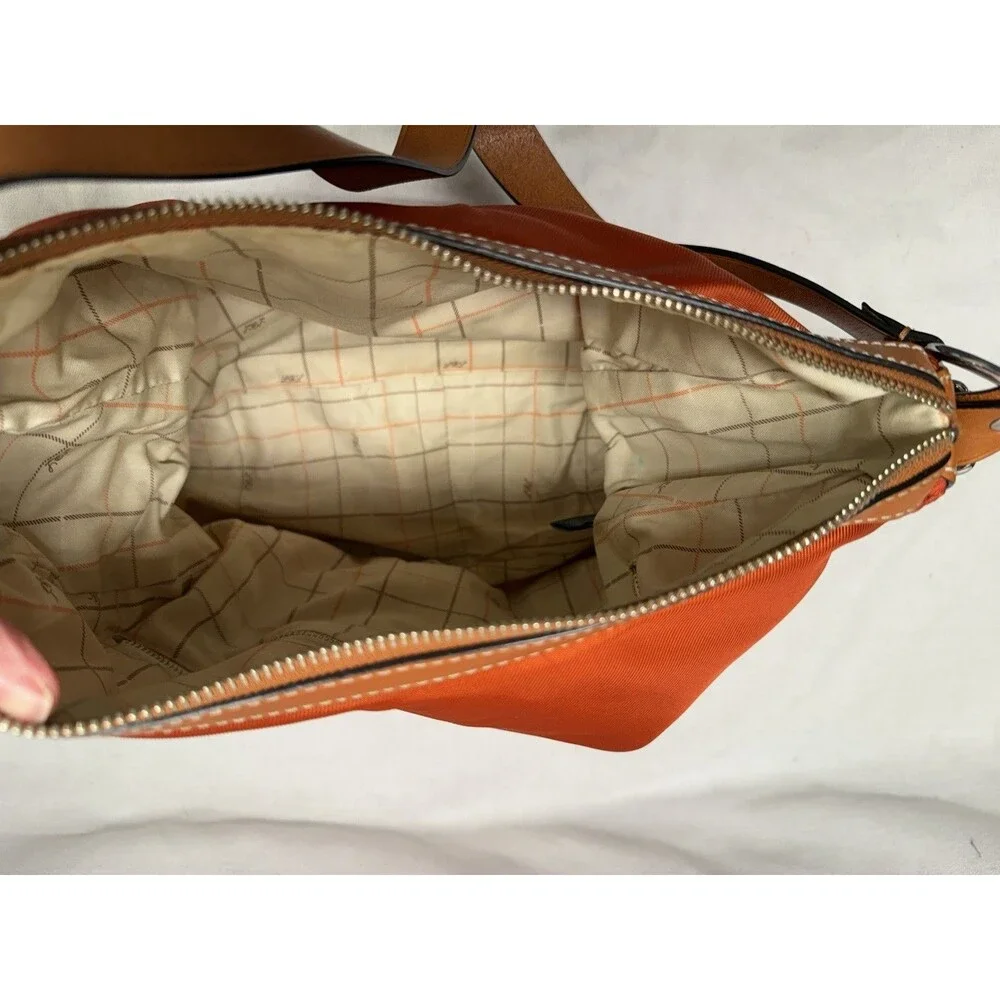 Ralph Lauren equestrian Burnt Orange Purse Hobo Leather Strap Silver Hardware